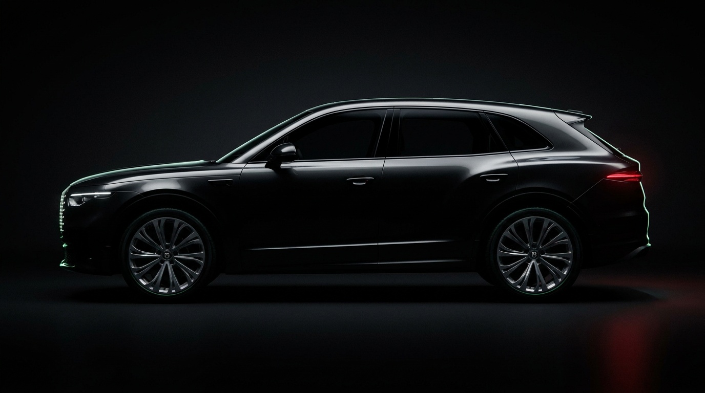 Torcal concept side profile — sculpted silhouette carved out of darkness